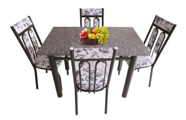 Conjunto Mesa Thaiza 4 Cadeiras Granito Na Cor: Preto Floral